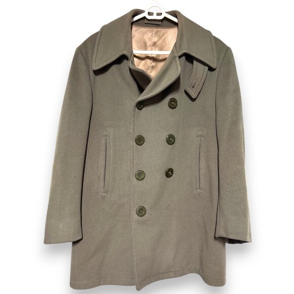 Zero King Vintage 70s 80s Men's wool hunter green double breasted peacoat sz 40 - Picture 1 of 13
